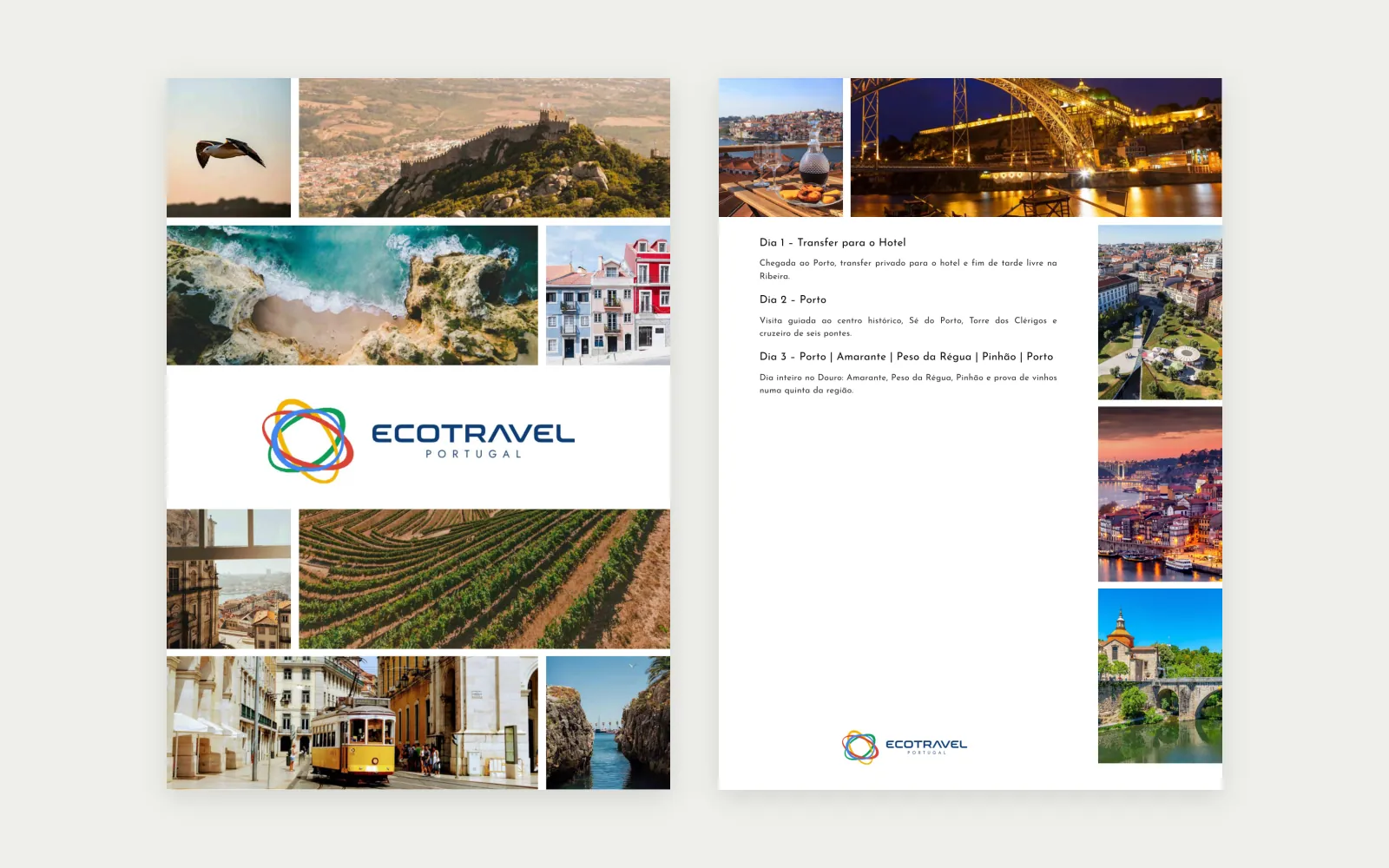 The Eco Travel quote document: cover and day page.
