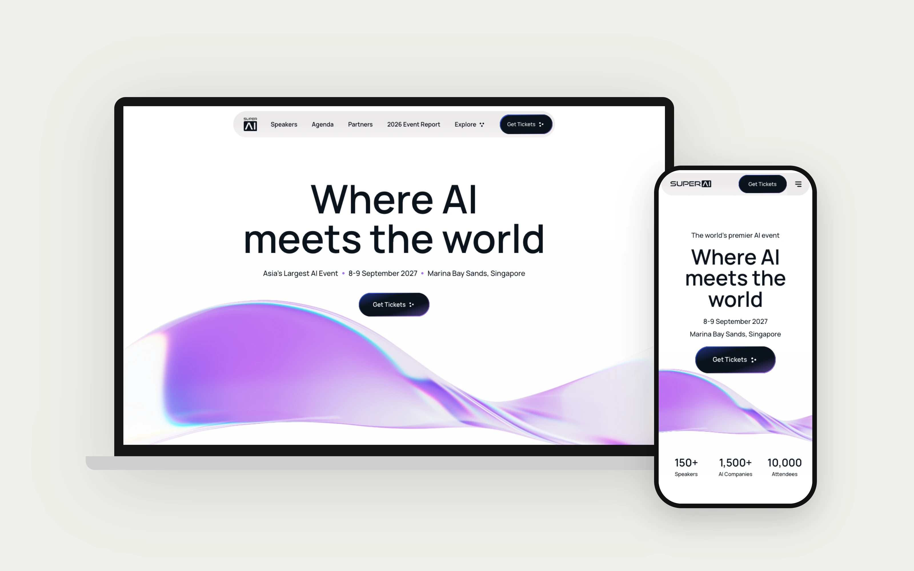 The SuperAI website on a laptop and phone.