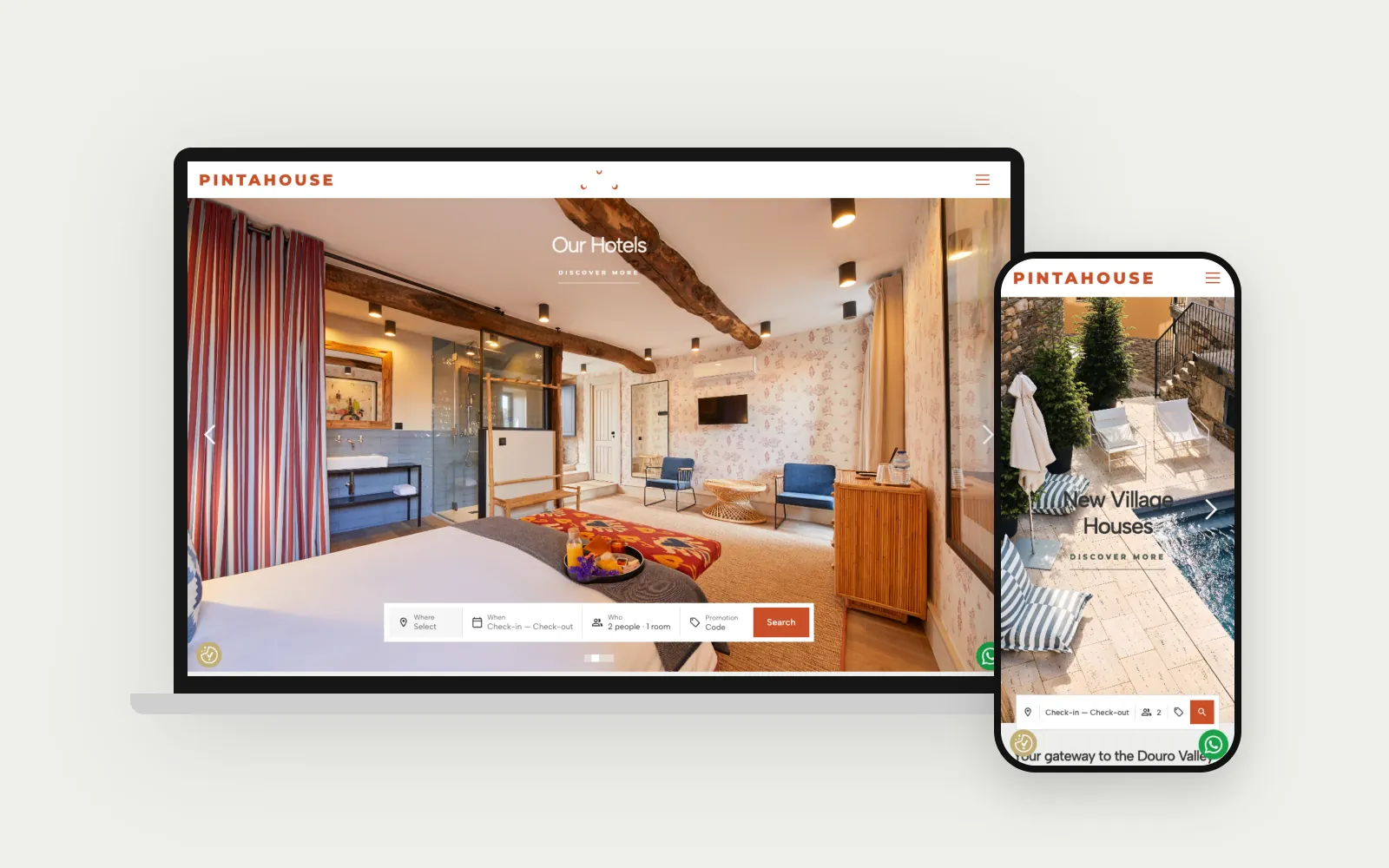 The Pintahouse website on a laptop and phone.