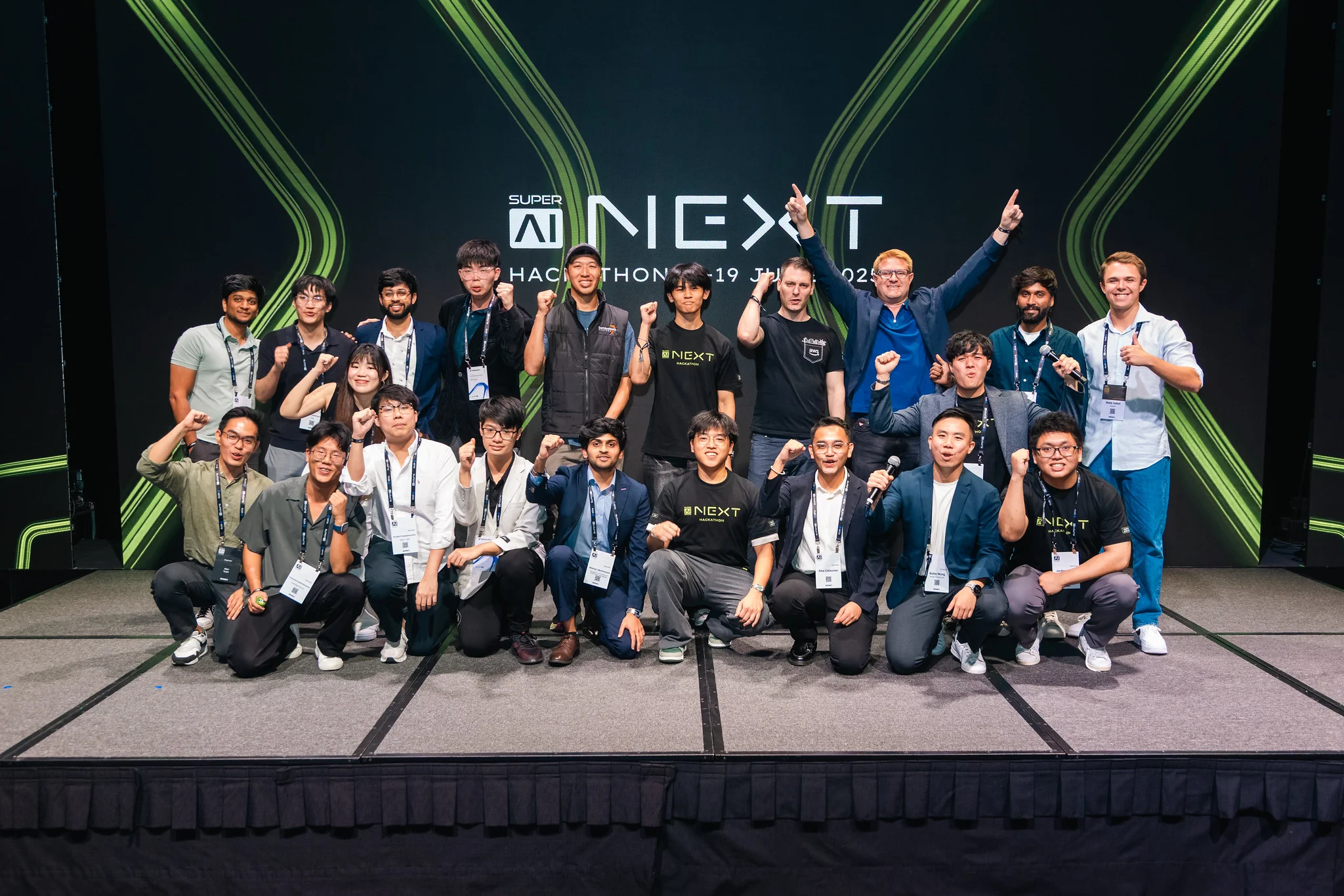 Identity design for NEXT, the SuperAI hackathon. A sub-brand built to energize the developer community.
